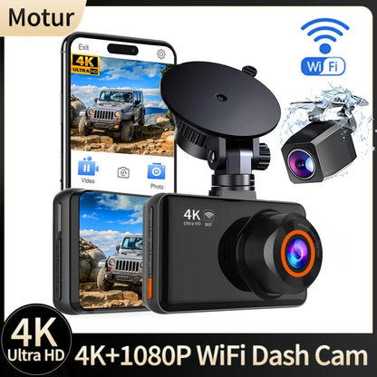 Dual Lens Dash Cam for Cars Black Box UHD 4K Car Video Recorder with WIFI Night Vision G-sensor Loop Recording Dvr Car Camera