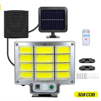 Powerful LED Solar Lamp 4 Working Modes With Motion Sensor Remote Control Floodlight Outdoor Garden Yard Waterproof Wall Light