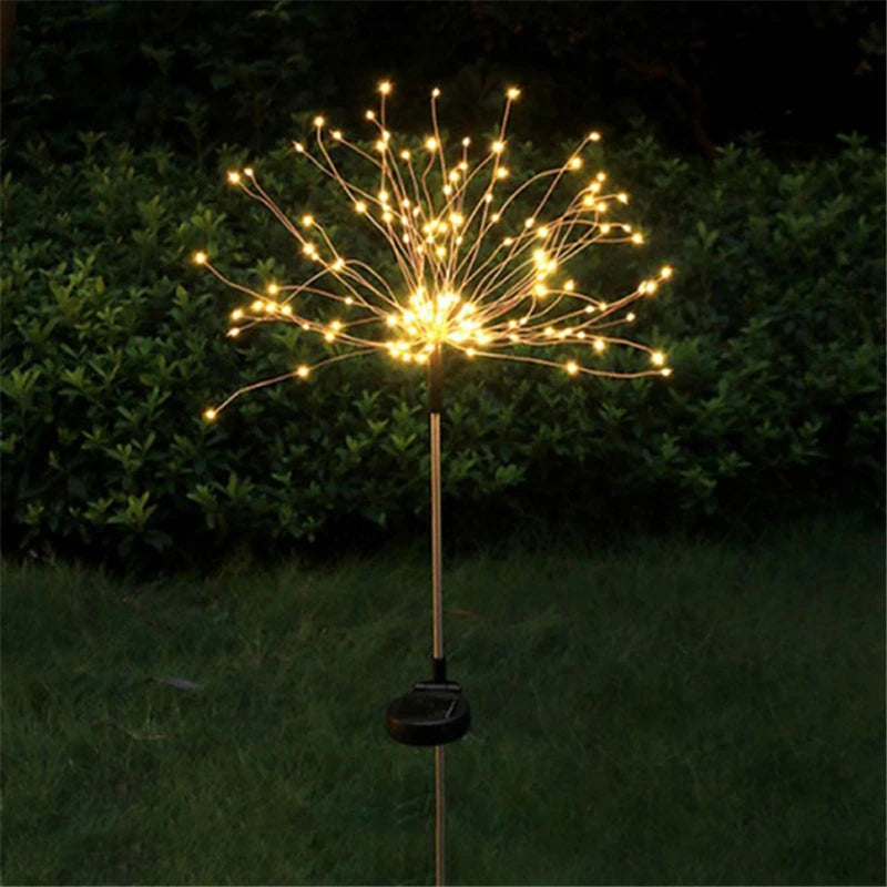 AlliLit LED Solar Fireworks Lights Waterproof Outdoor Dandelion Flash String Fairy Lights for Garden Landscape Lawn Decor