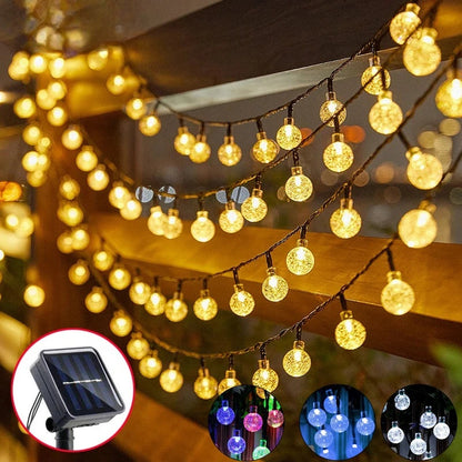 Solar Crystal Globe LED String Lights 60 LED 8 Lighting Modes IP65 Fairy Light Christmas Garland For Garden Party Decor 1pc/2pcs