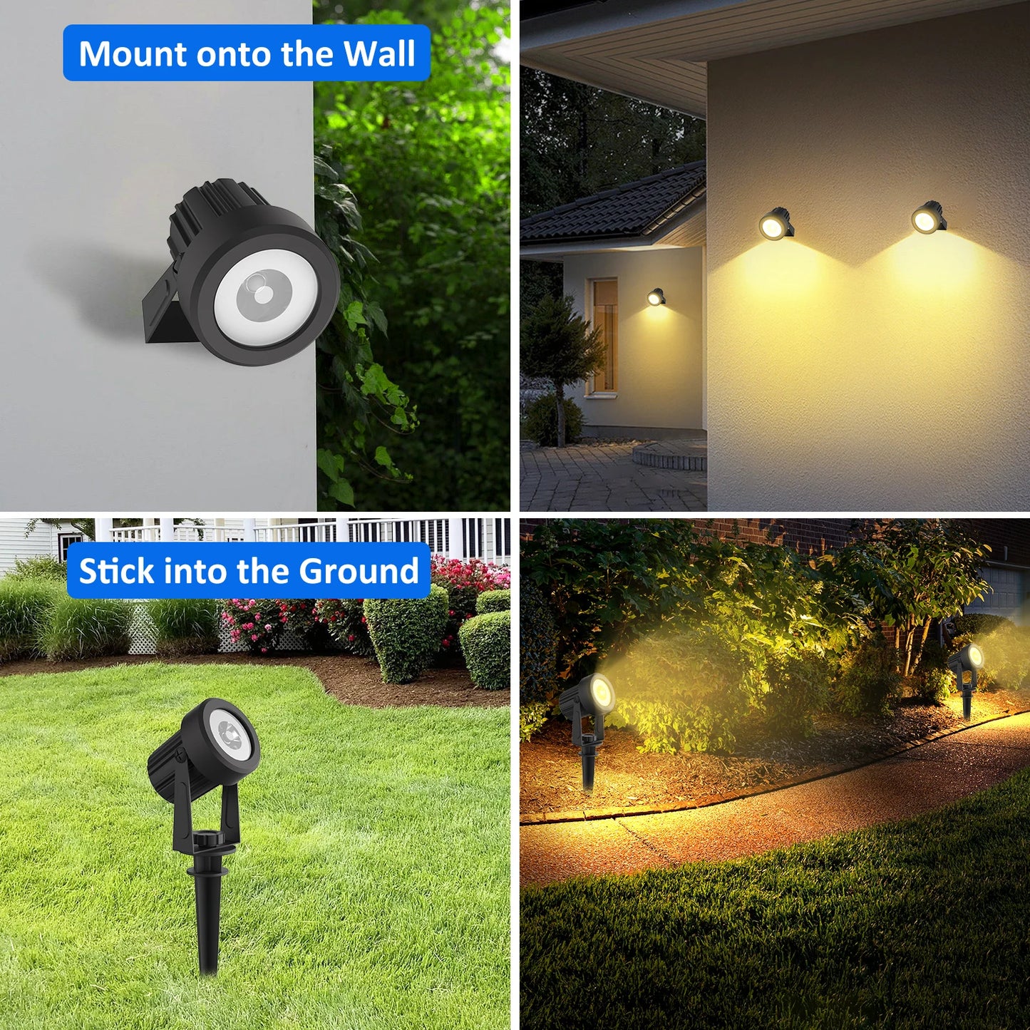 3000K/RGB Solar LED Light Outdoor Solar Spotlight Solar Garden Light Outdoor IP65 Waterproof Solar Power Light Wall Light