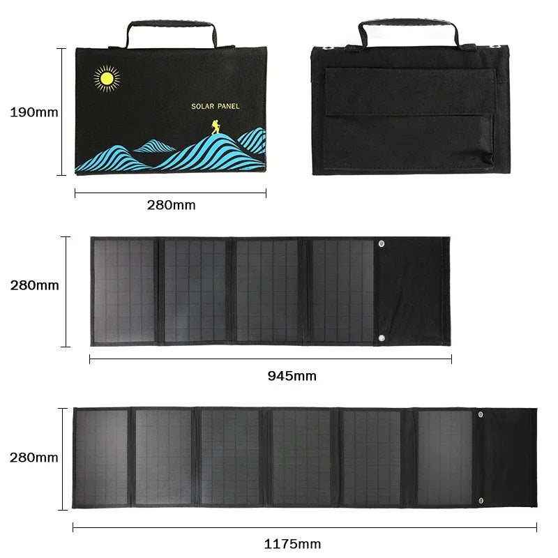 1000W Solar Panel Folding Bag USB+DC Output Solar Charger Portable Foldable Solar Charging Device Outdoor Portable Power Supply