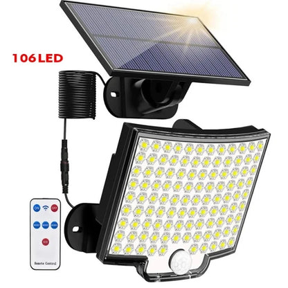 Powerful LED Solar Lamp 4 Working Modes With Motion Sensor Remote Control Floodlight Outdoor Garden Yard Waterproof Wall Light