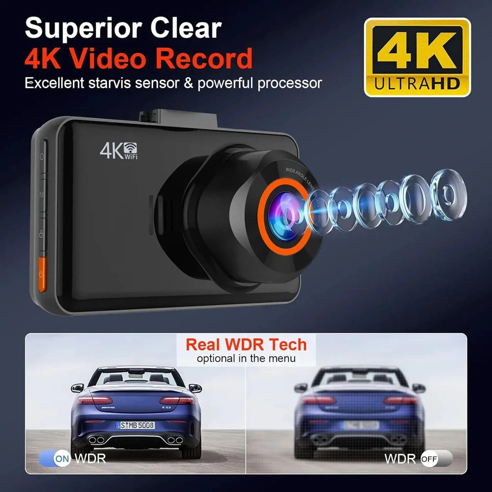 Dual Lens Dash Cam for Cars Black Box UHD 4K Car Video Recorder with WIFI Night Vision G-sensor Loop Recording Dvr Car Camera