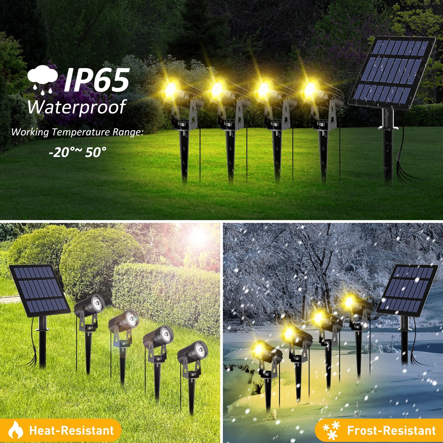 3000K/RGB Solar LED Light Outdoor Solar Spotlight Solar Garden Light Outdoor IP65 Waterproof Solar Power Light Wall Light