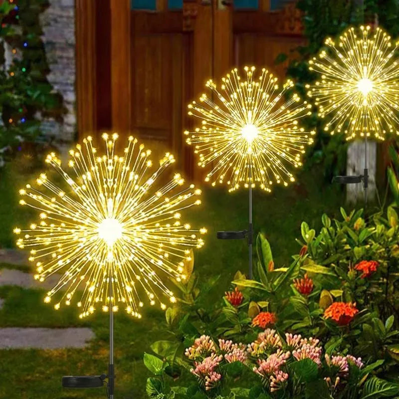 AlliLit LED Solar Fireworks Lights Waterproof Outdoor Dandelion Flash String Fairy Lights for Garden Landscape Lawn Decor