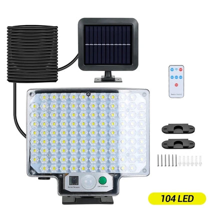 Powerful LED Solar Lamp 4 Working Modes With Motion Sensor Remote Control Floodlight Outdoor Garden Yard Waterproof Wall Light